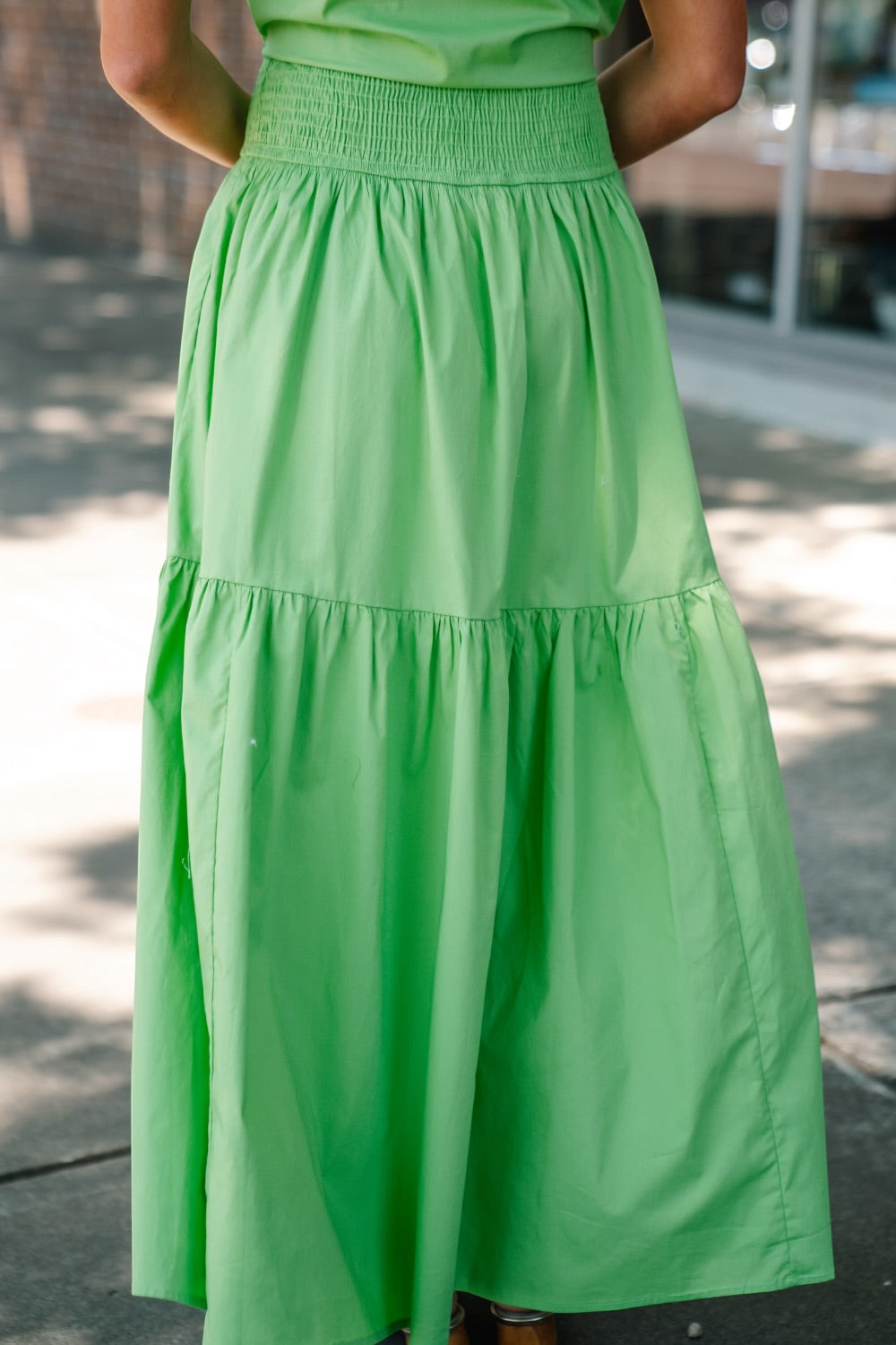 Aerin Green Apple Smocked Band Maxi Skirt (S-3XL)