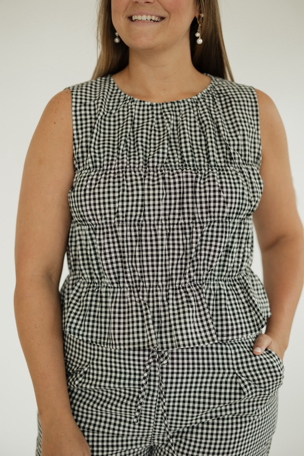 Tessa Black Gingham Tank (XS-XL)
