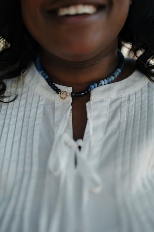 Navy Ring Clasp Necklace