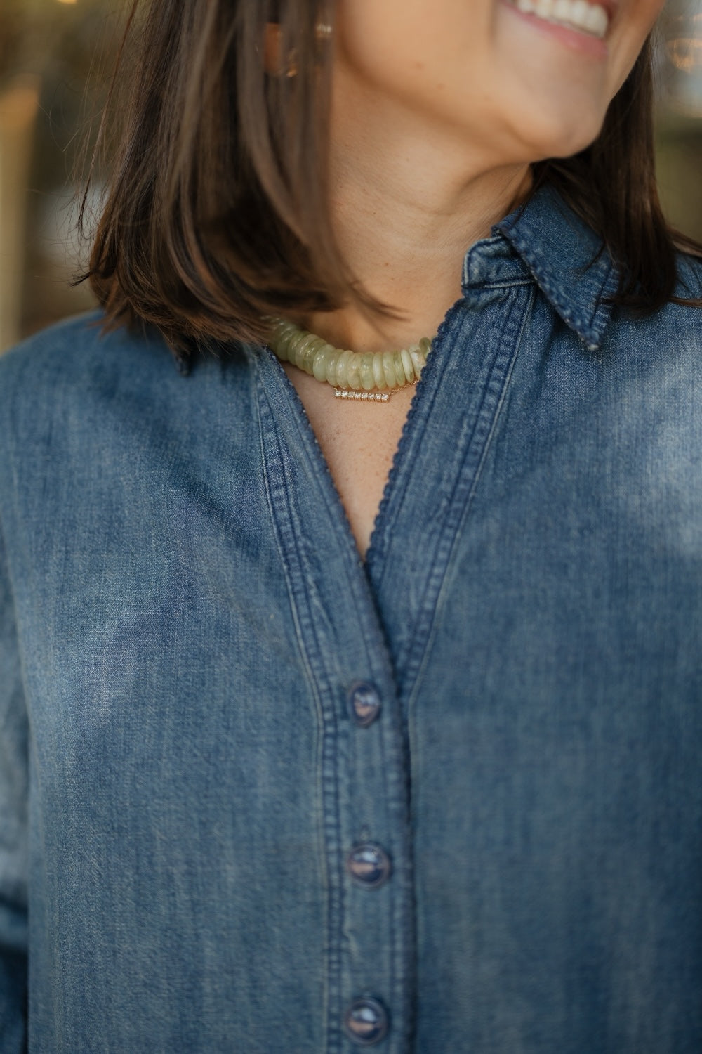 Cecile Dark Denim Collared Top