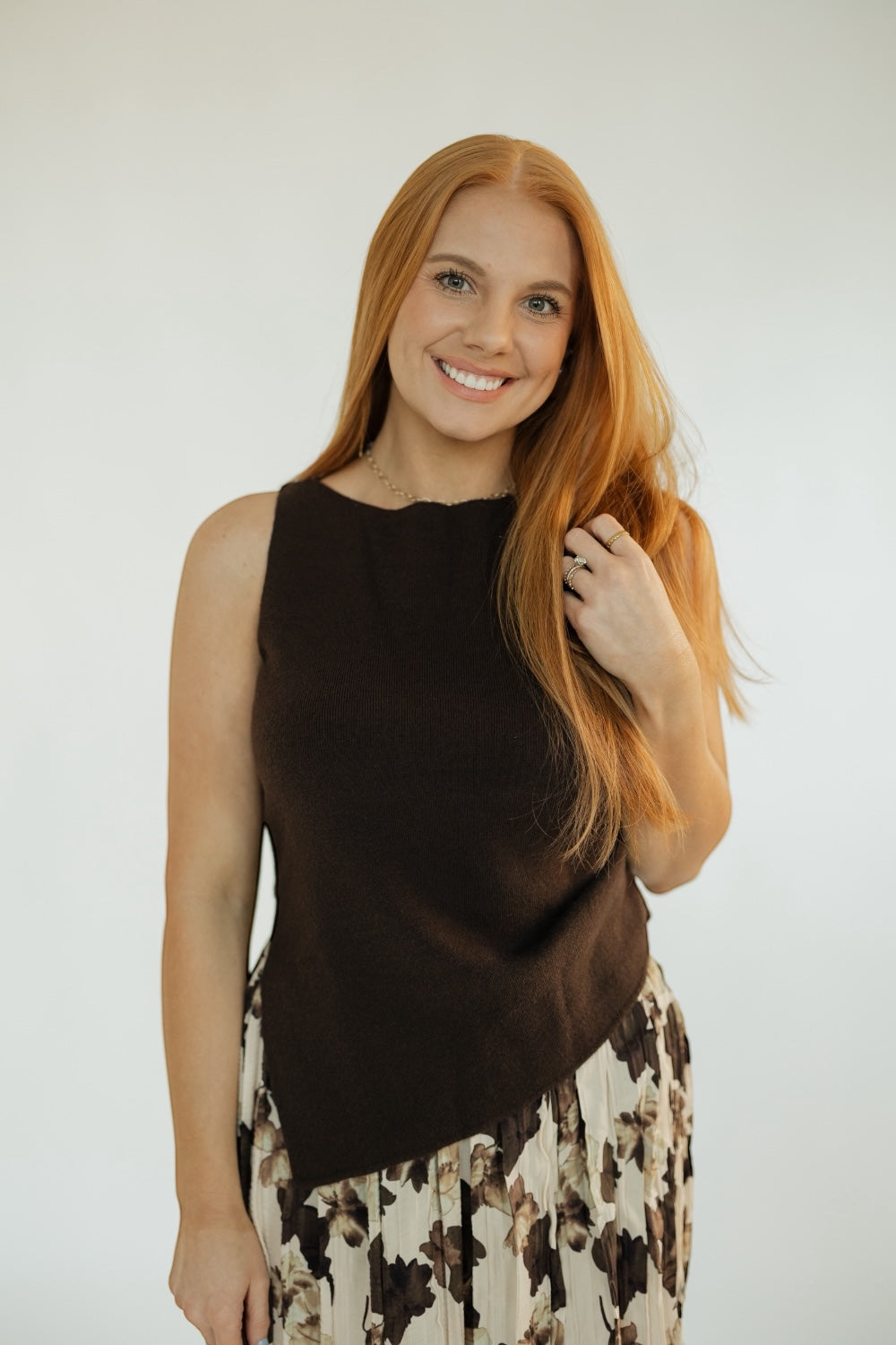 Coco Asymmetrical Sleeveless Knit Top