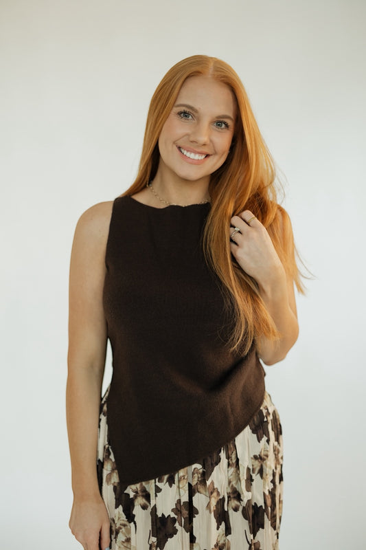 Coco Asymmetrical Sleeveless Knit Top