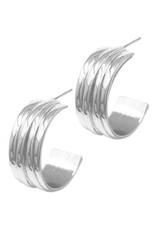 Textured Wild Hoops in Silver