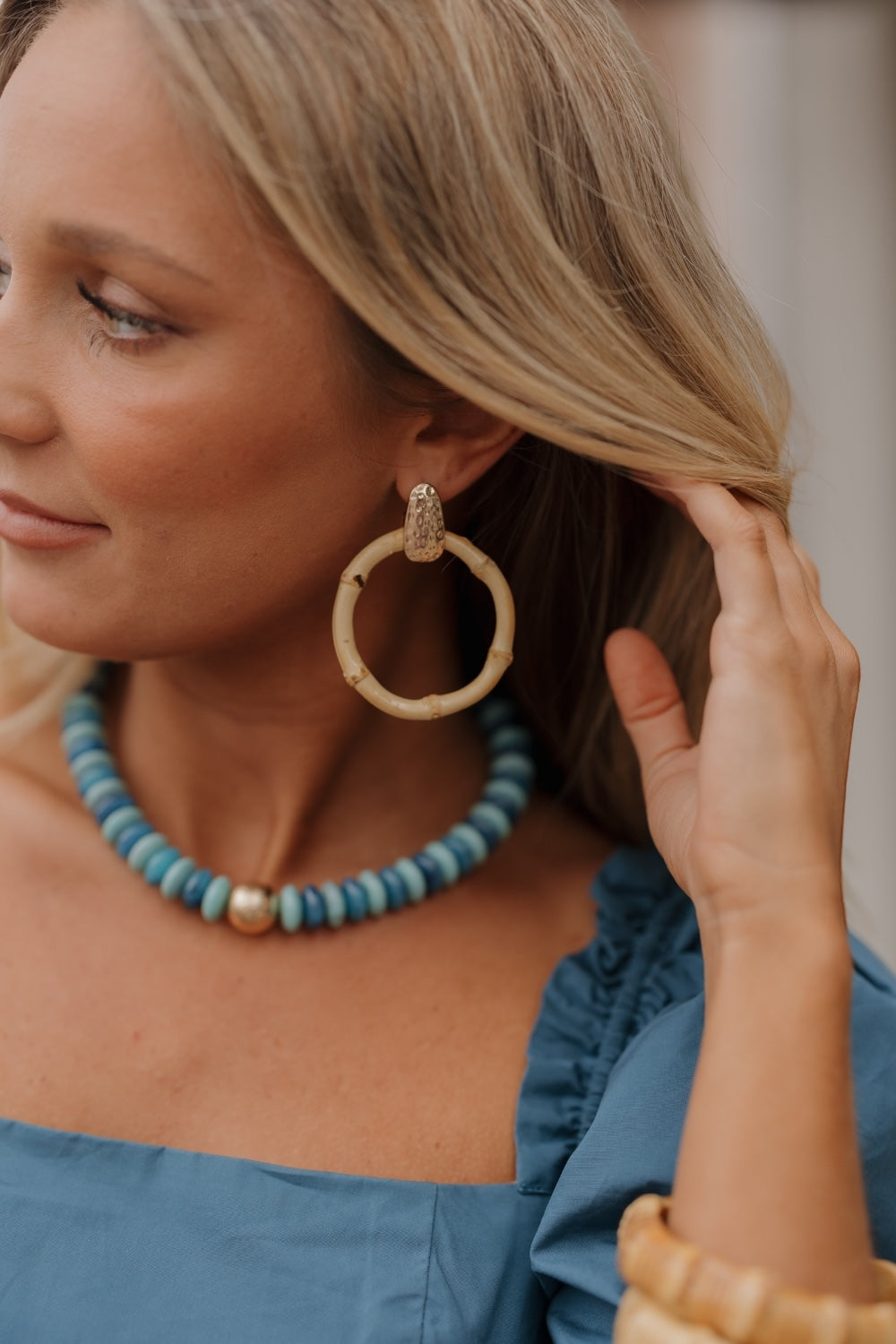 Bamboo Circle Dangle Earrings