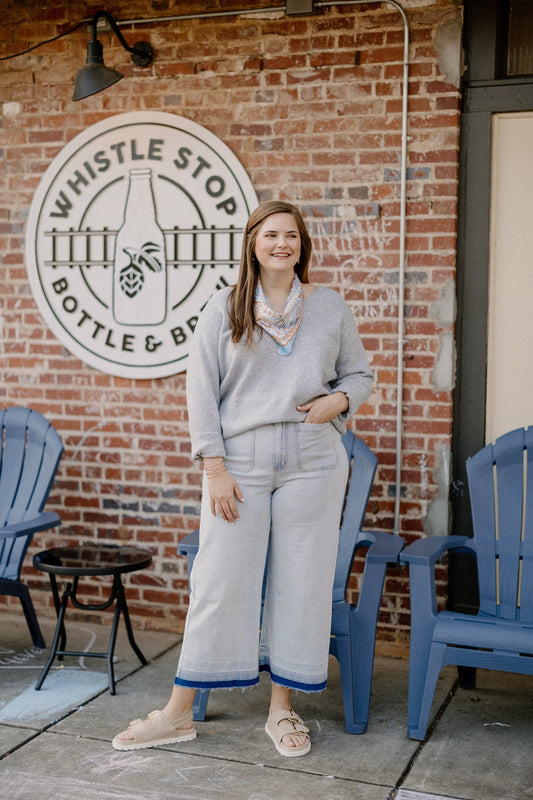 Lydia Classic Grey Long Sleeve Sweater (XS-3XL)