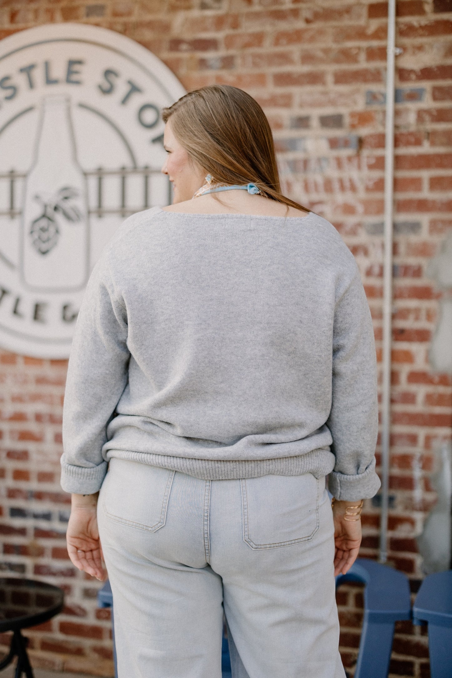 Lydia Classic Grey Long Sleeve Sweater (XS-3XL)