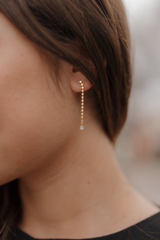 Chain CZ Drop Earrings