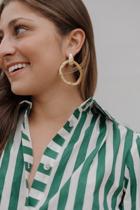Bamboo Circle Dangle Earrings