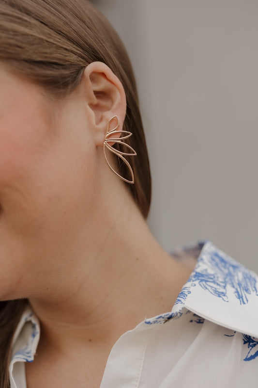 Gold Flower Shape Earrings