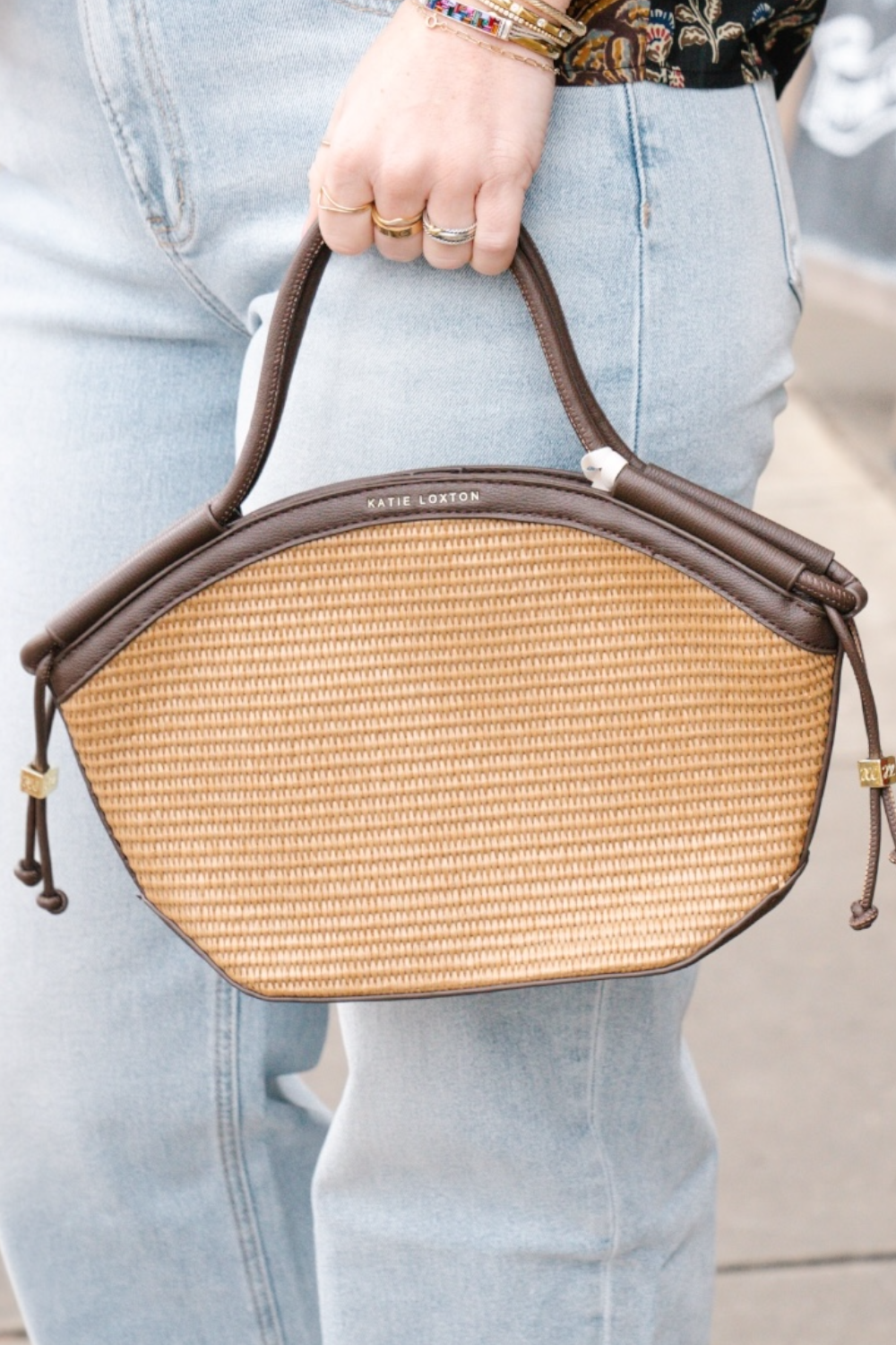 Florence Mini Raffia Tote Bag in Bitter Chocolate