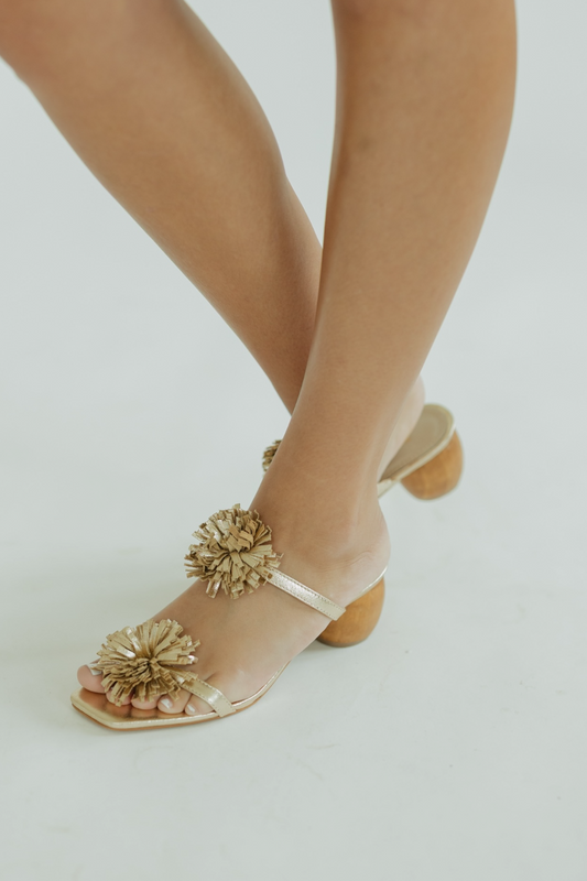The Aliza Heel in Gold Metallic Leather by Koko + Palenki