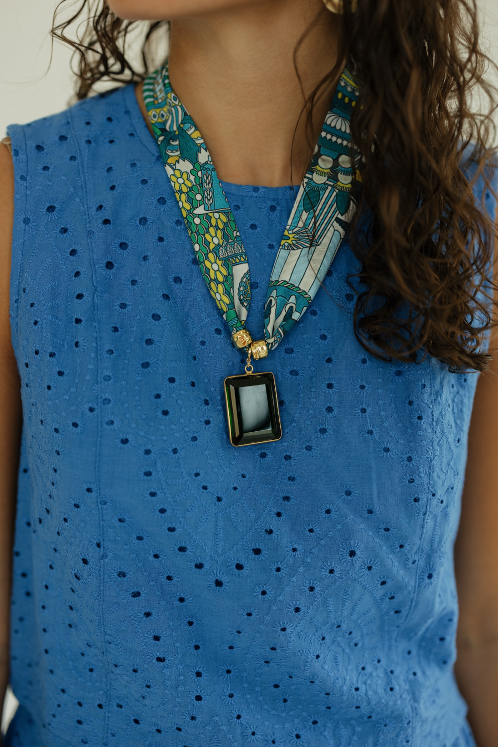 Emerald Drop Twill Necklace