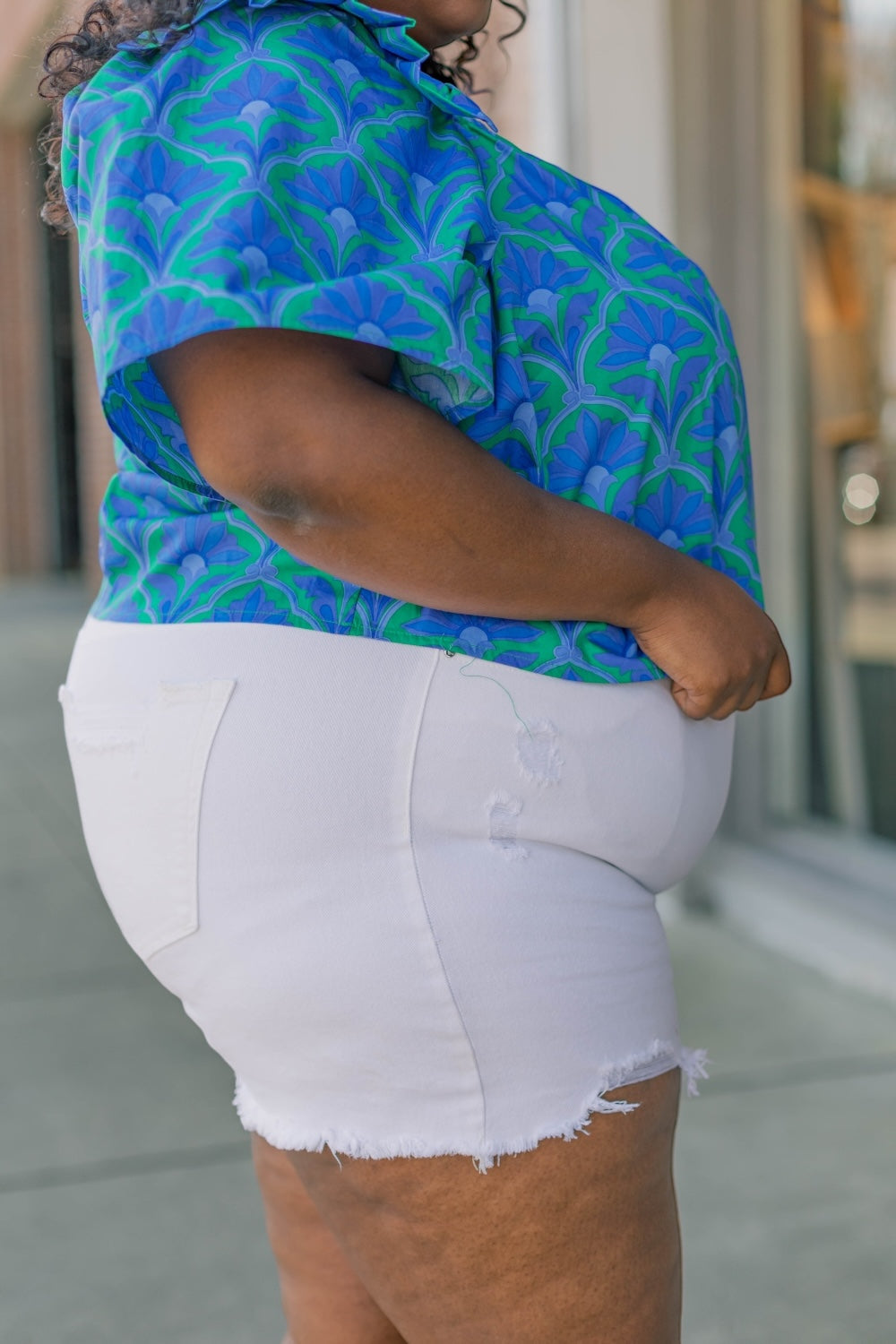 White High Rise Distressed Denim Shorts (S-3X)