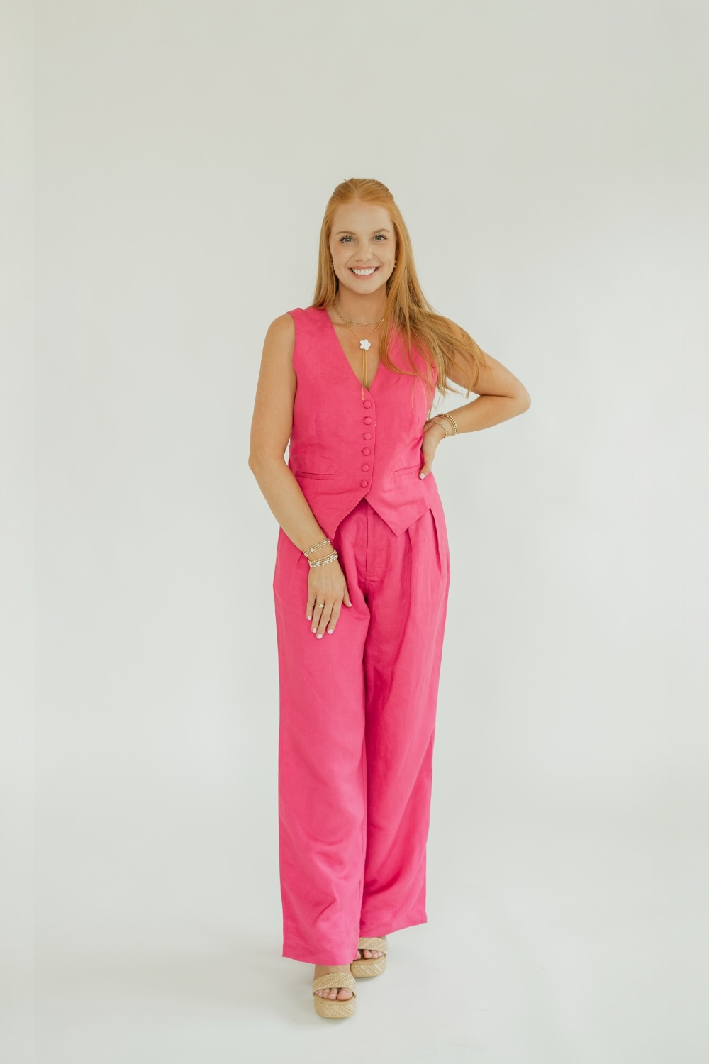 Farrah Hot Pink Halter Vest (XS-XL)