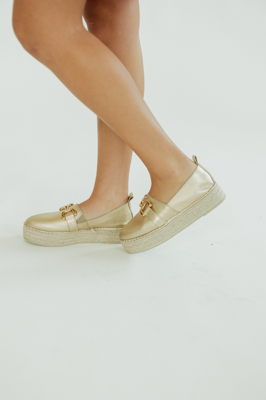 Nabi Slide in Gold Leather by Chocolat Blu