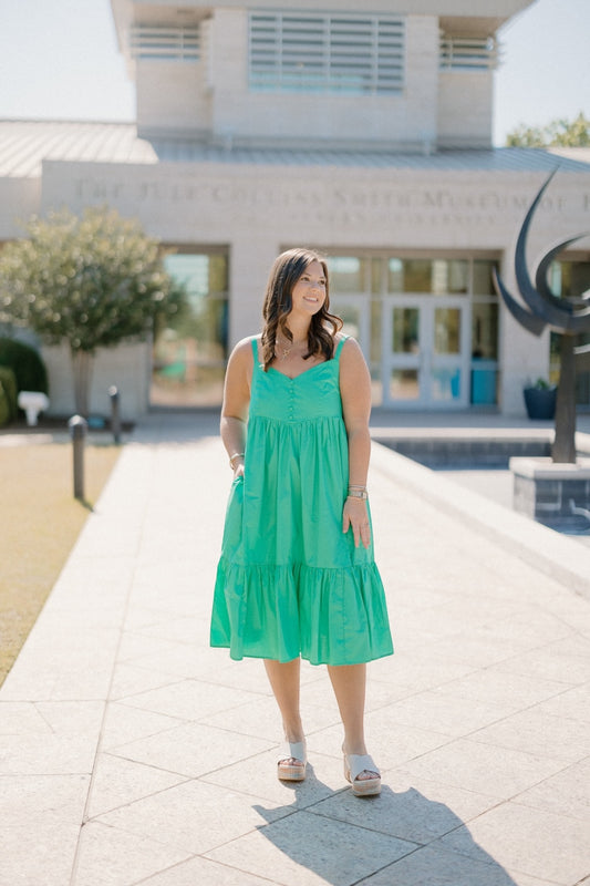 Kendall Kelly Green Tiered Midi Dress (S-3XL)