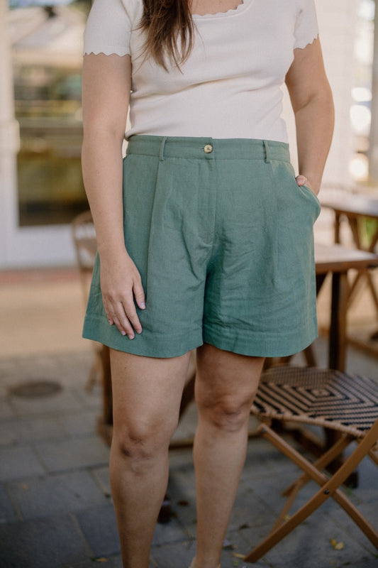 Esme Linen Short in Driftwood (2-14) by ABLE