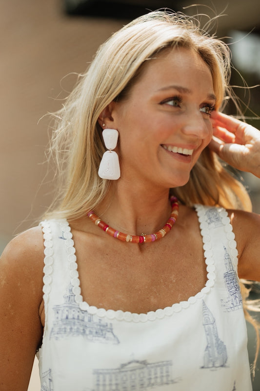 Trapezoid Drop Earrings in White