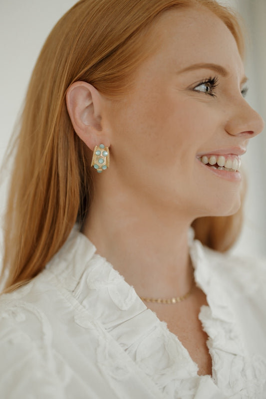 Light Blue Stud Hoops