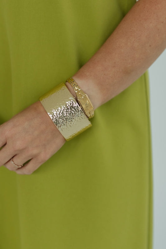 Wide Hammered Bangle Bracelet