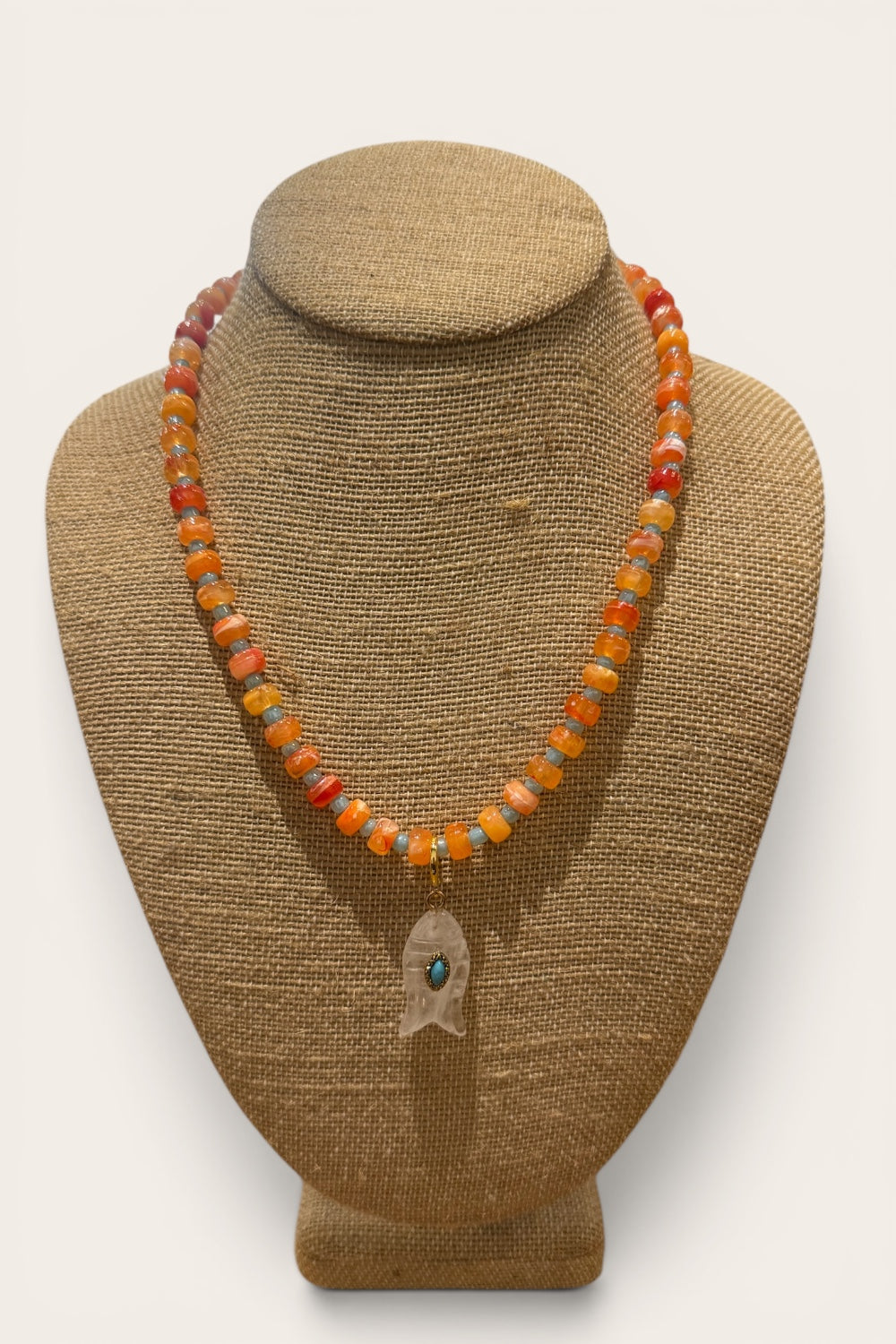 Hampton Orange Beaded Fish Charm Necklace