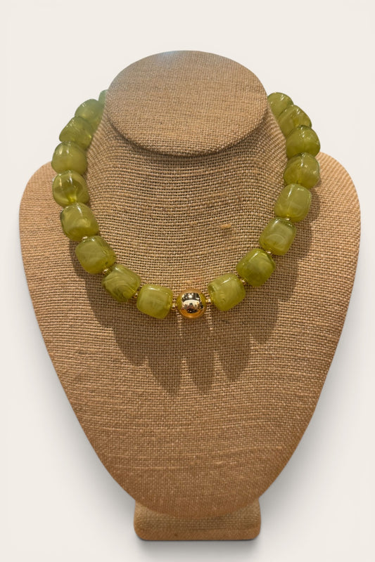 Preston Chartruese Chunky Beaded Necklace