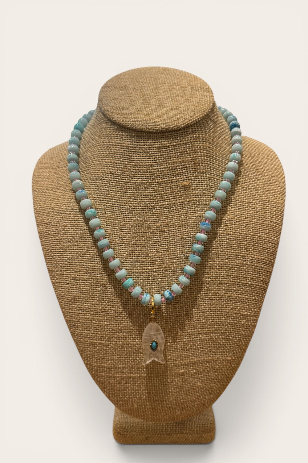 Hampton Blue Beaded Fish Charm Necklace