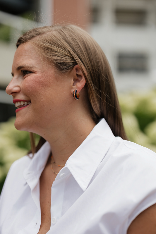 Ellison Navy & Orange Earrings
