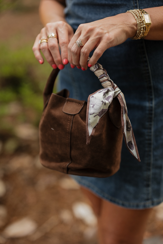 Chocolate Suede Bucket Bag
