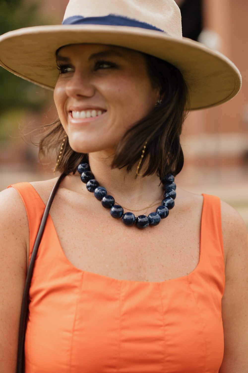 Carter Navy Chunky Beaded Necklace