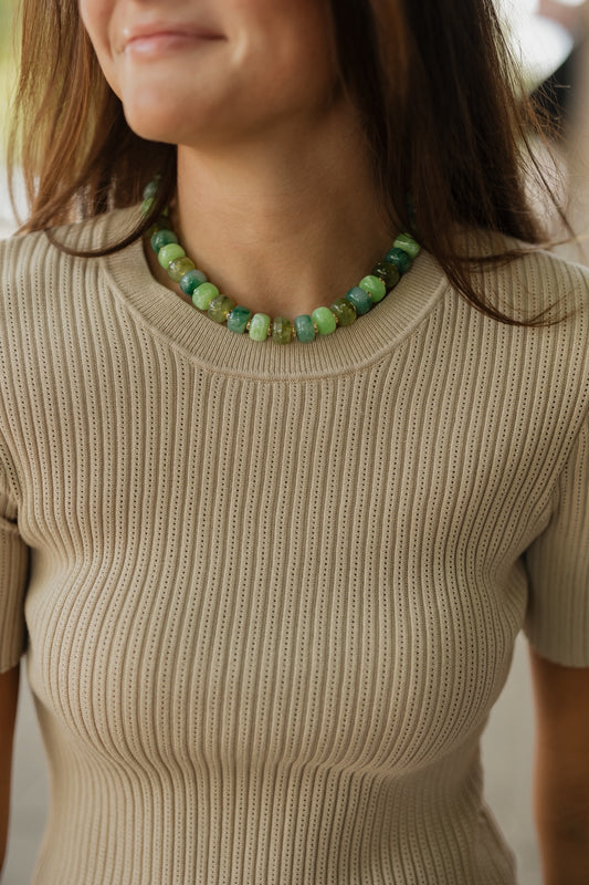 Morris Chunky Green Beaded Necklace