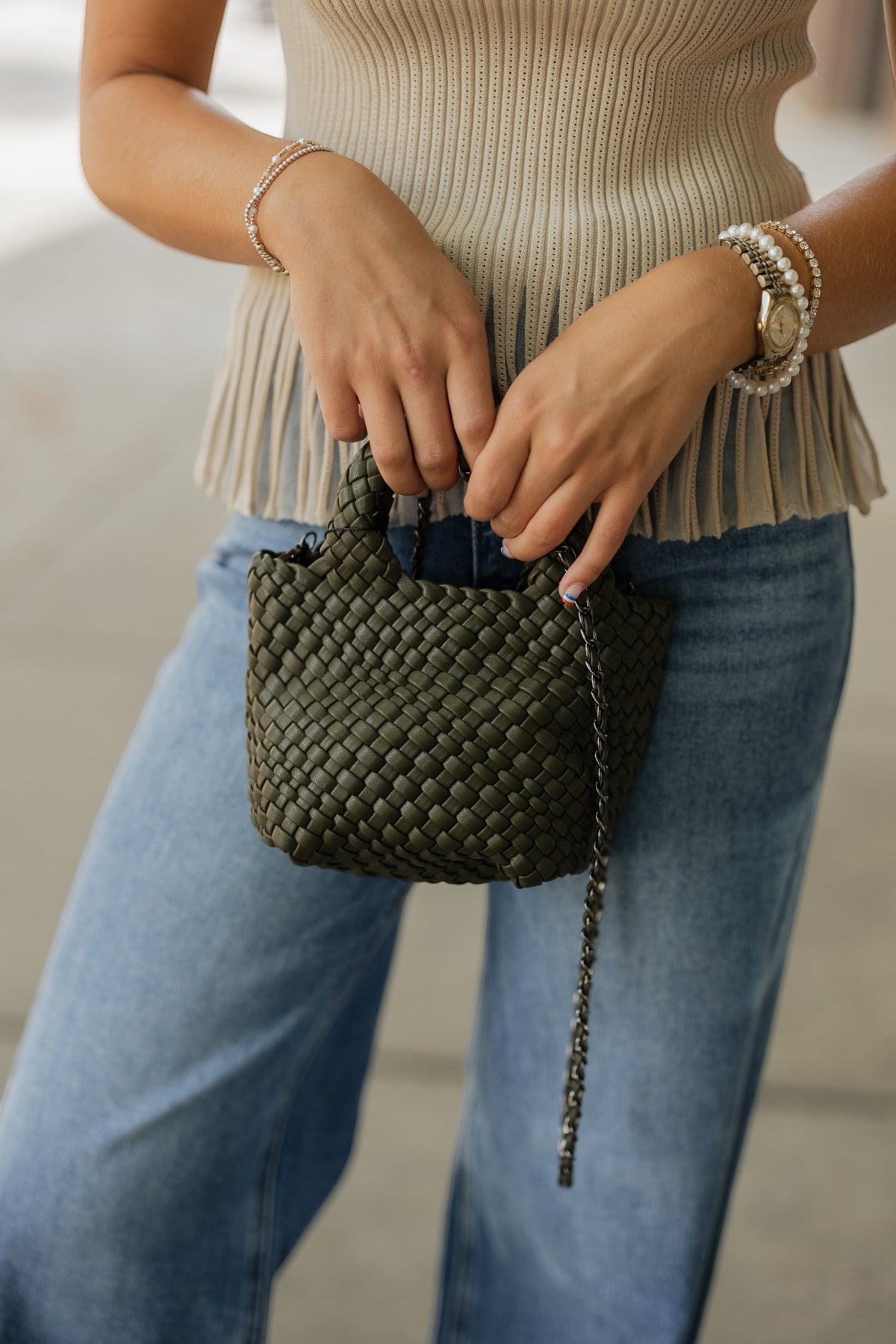 Olive Braided Clutch