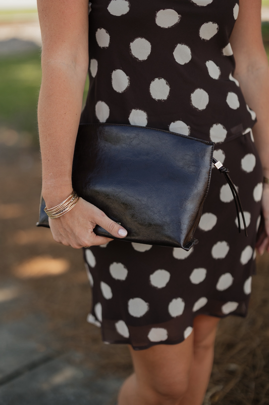 Freya Clutch - Patent Chocolate