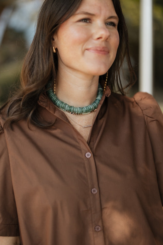 Teal Disk Bead Necklace