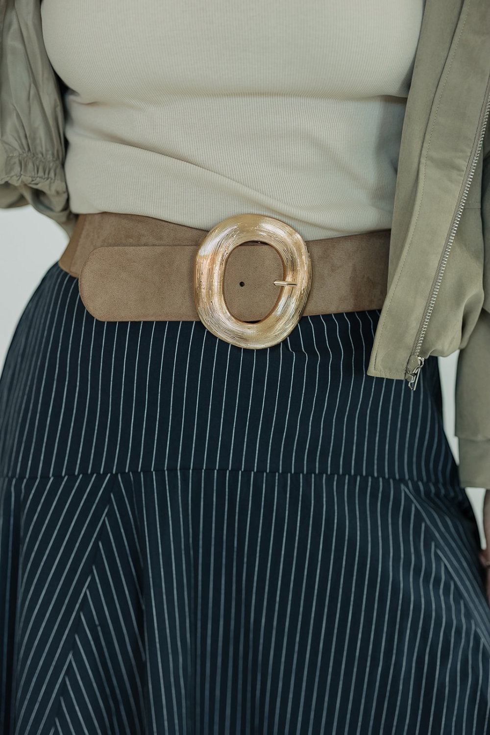 Taupe Suede  Elastic Back Belt