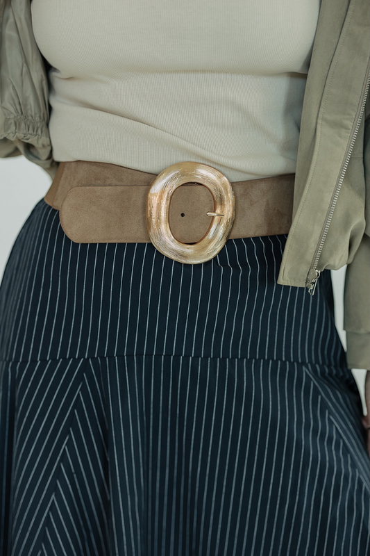 Taupe Suede  Elastic Back Belt