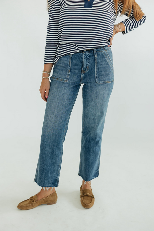 Superb High Rise Crop Utility Straight Jean (0-22)