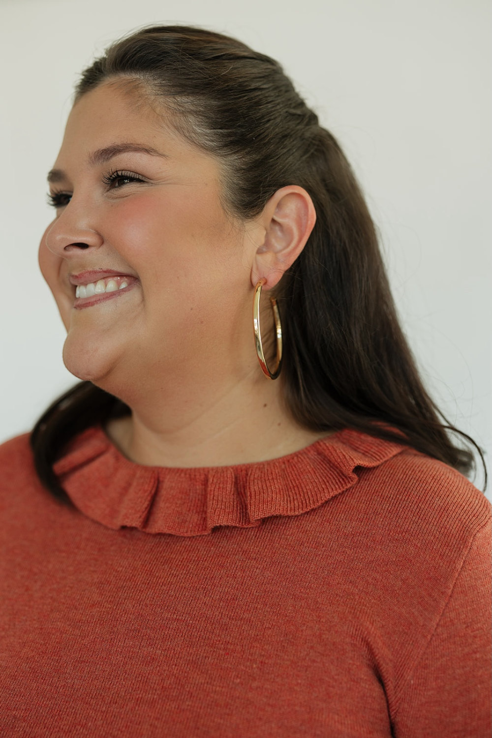 Orange Ruffle Collar & Sleeve Knit Top (S-XL)