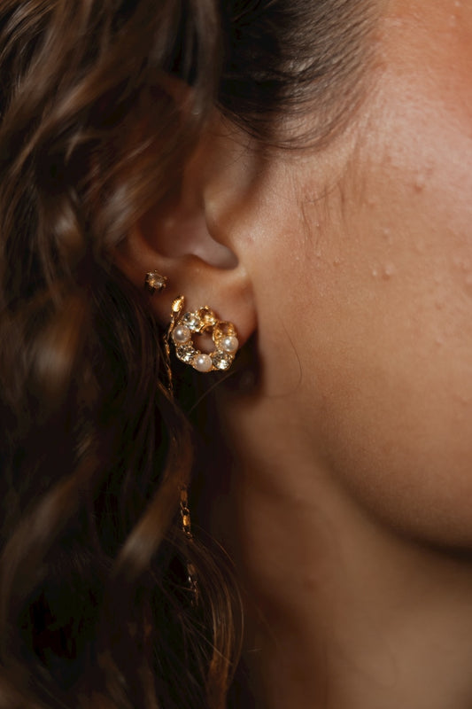 Pearl Christmas Wreath Earrings