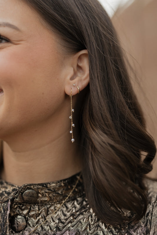 Pearl & Glass Chain Earrings