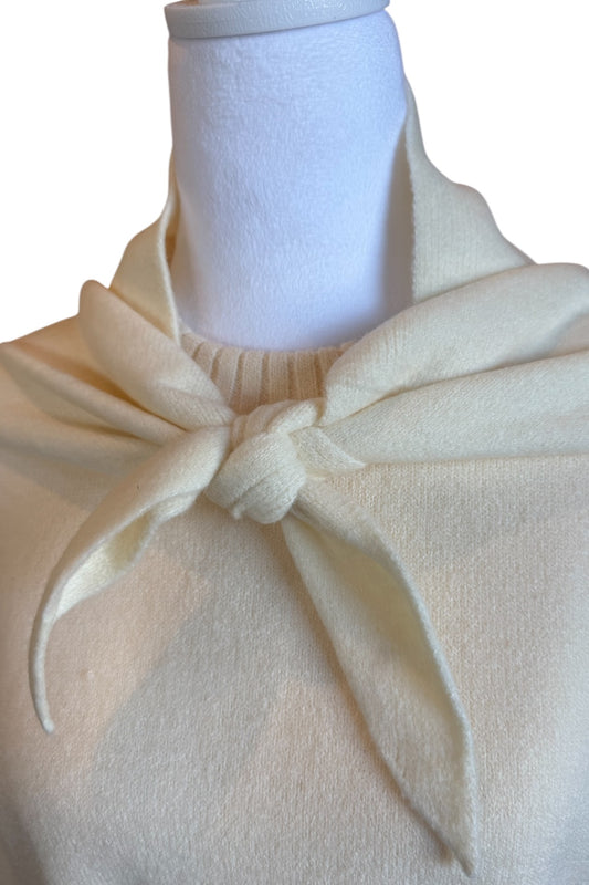 Cream Knit Triangle Scarf