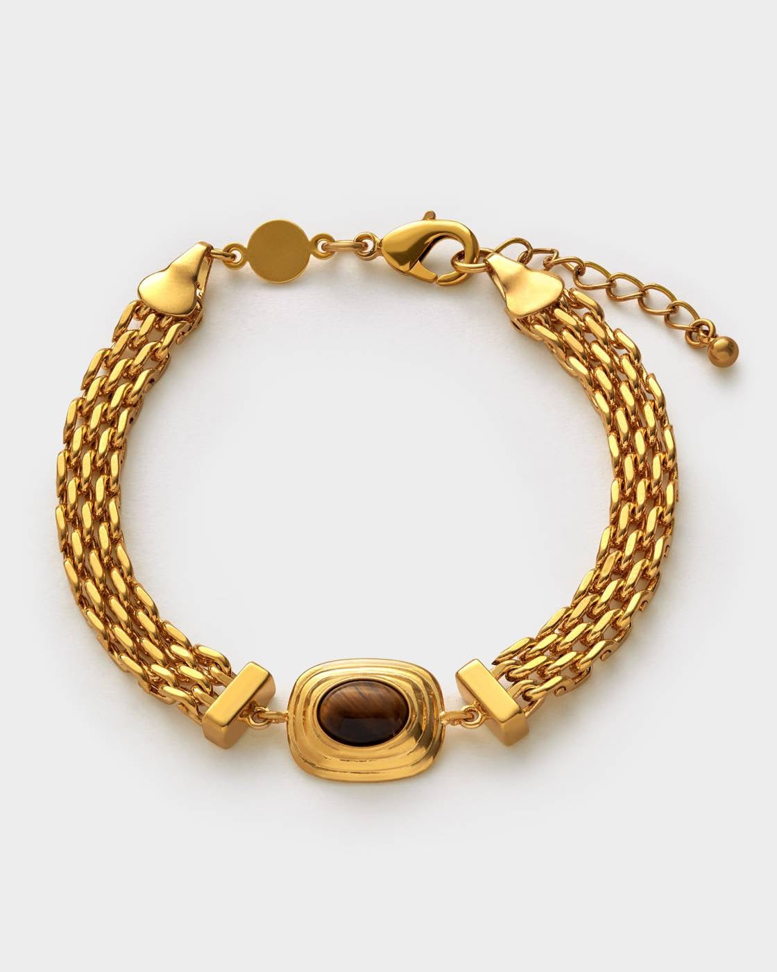 Tiger's Eye Gold Button Bracelet