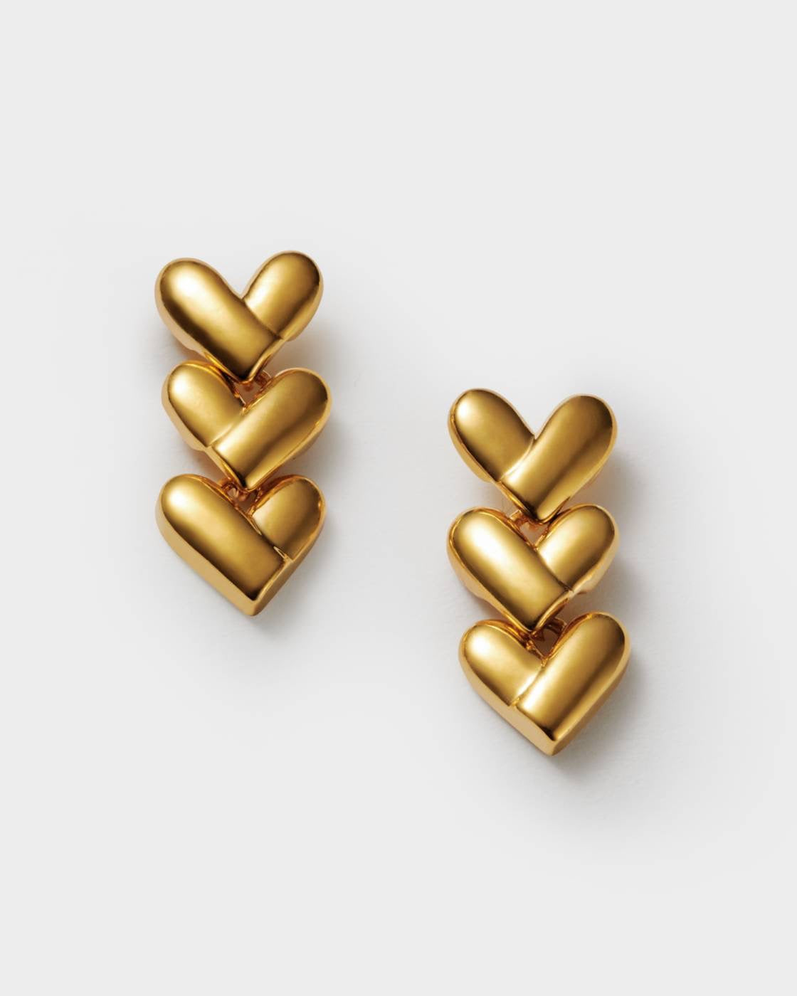 Heart Link Gold Earrings