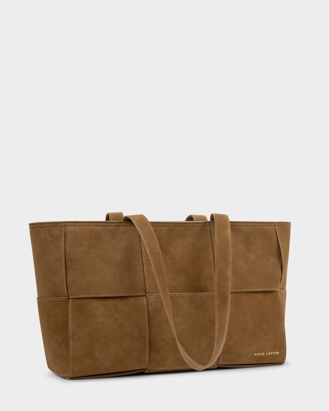 The Taya Woven Suedette Tote Bag - Caramel