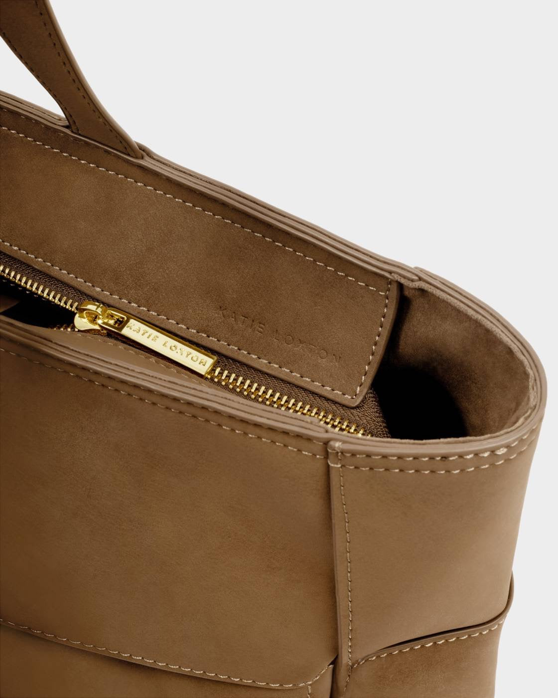 The Taya Woven Suedette Tote Bag - Caramel