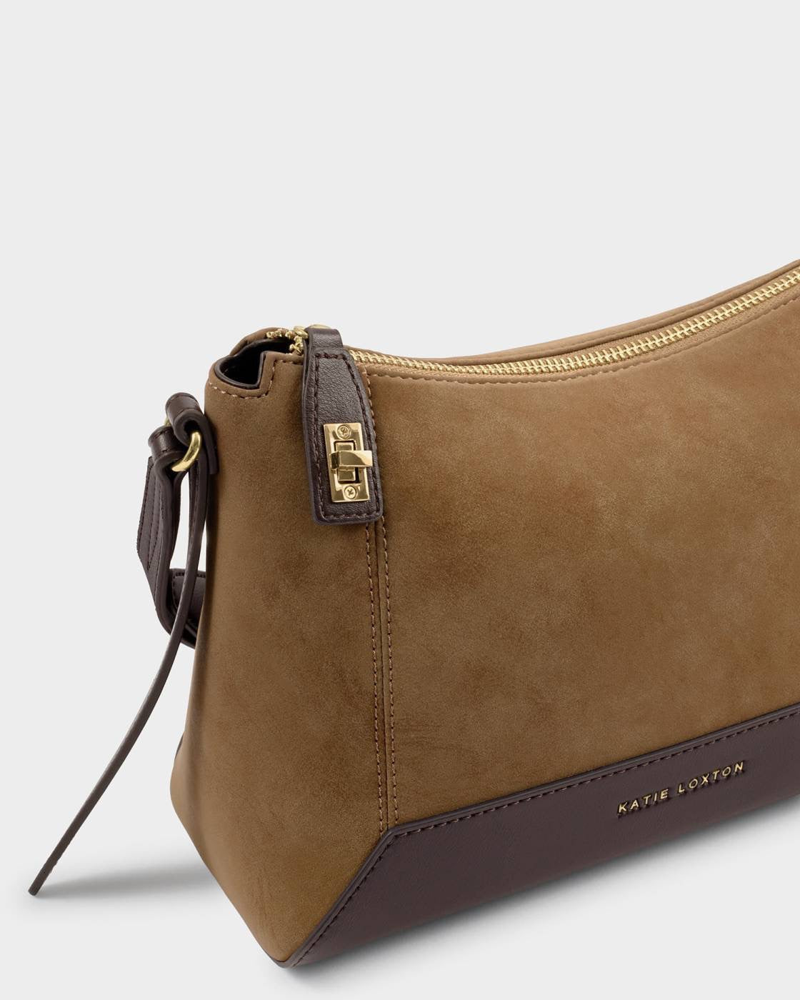 Charlbury Crossbody Bag - Caramel Suede/Bitter Chocolate