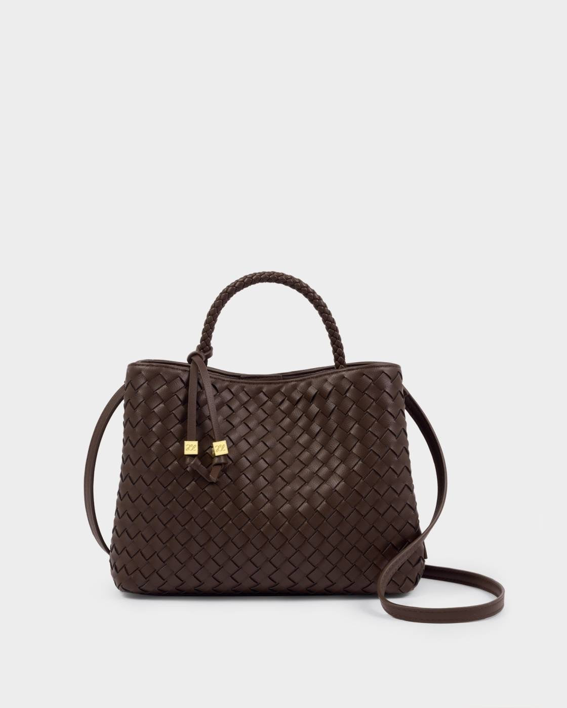 Nova Woven Top Handle Bag - Chocolate