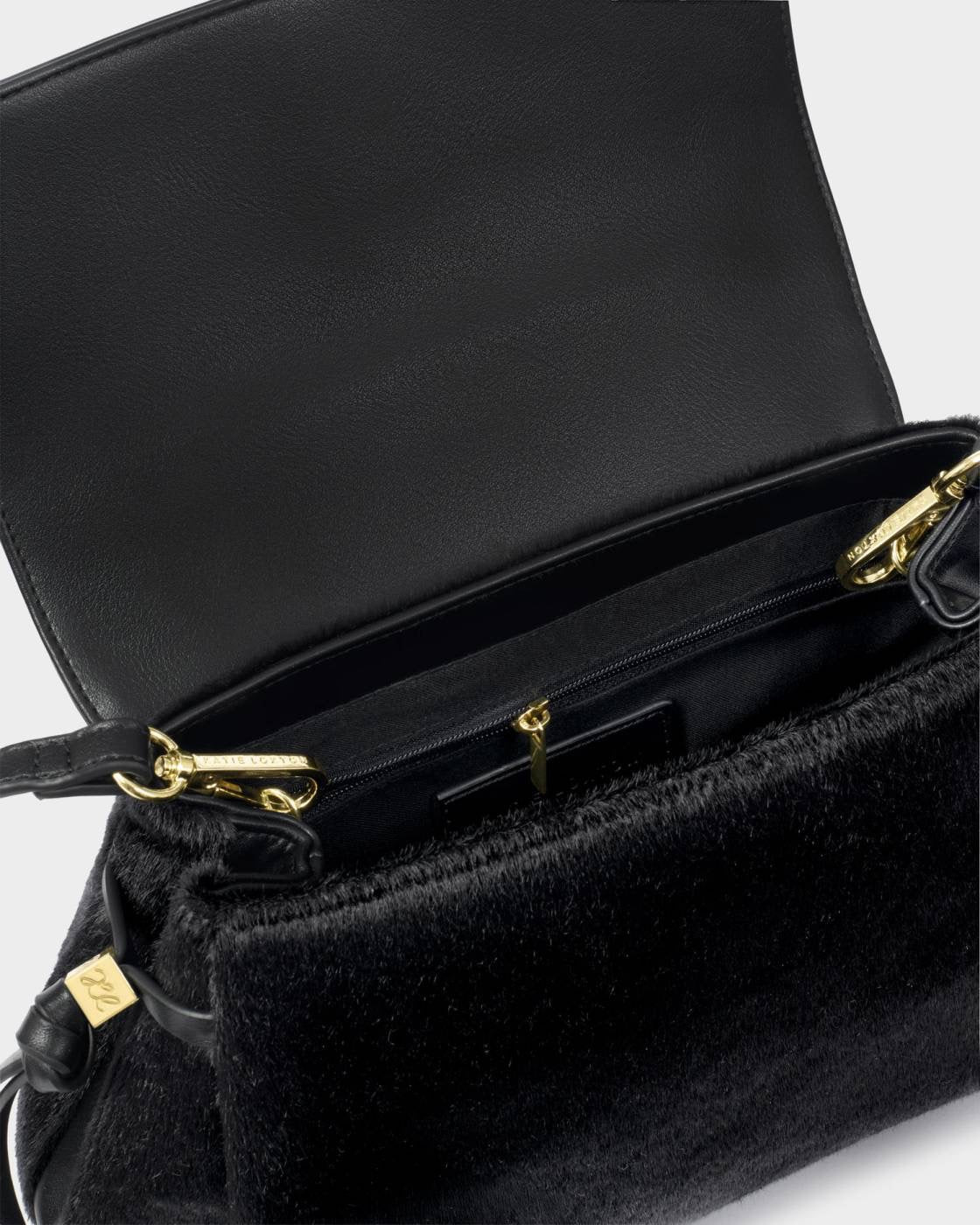 Alyssa Top Handle Bag - Black Faux Hair