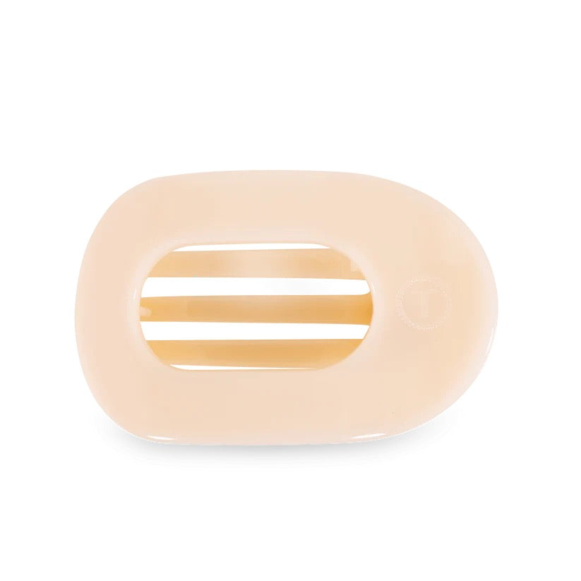 Large Almond Beige Flat Round Hair Clip