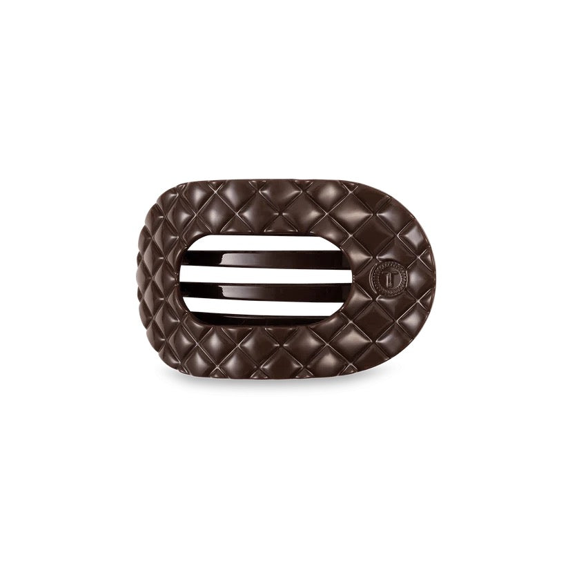 Small Truly Taupe Quilted Flat Round Hair Clip